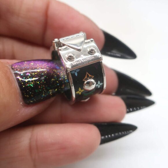 Louis Vuitton x Takashi Murakami S-Lock Ring Black Coated Canvas Size 5 NEW - Picture 6 of 8